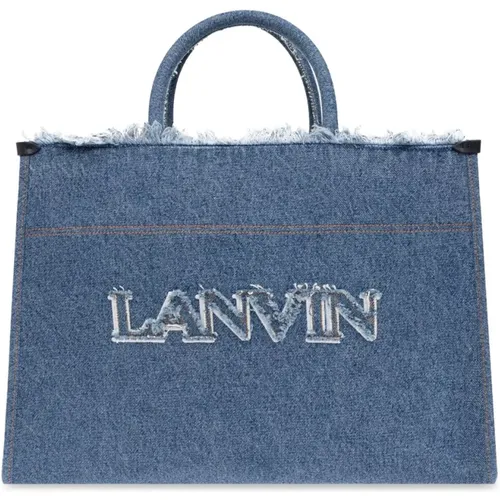 Tote Bags, female, , Size: ONE SIZE Denim Tote Bag with Logo - Lanvin - Modalova