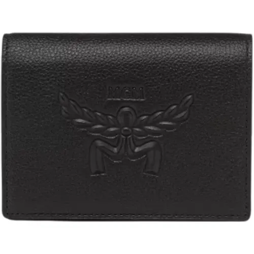 Embossed Leather Wallet with Laurel Wreath , female, Sizes: ONE SIZE - MCM - Modalova