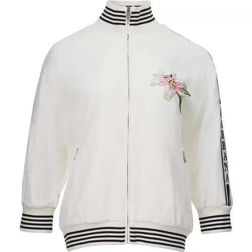 Embroidered Zip Sweatshirt , female, Sizes: M - Dolce & Gabbana - Modalova