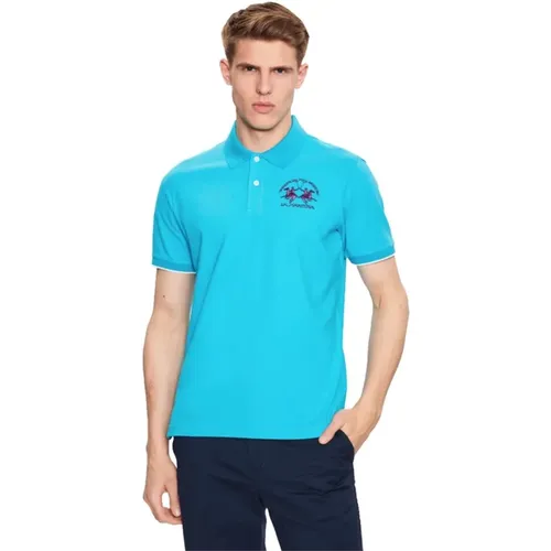 Blau Baumwoll-Poloshirt mit Logo , Herren, Größe: 2XL - LA MARTINA - Modalova