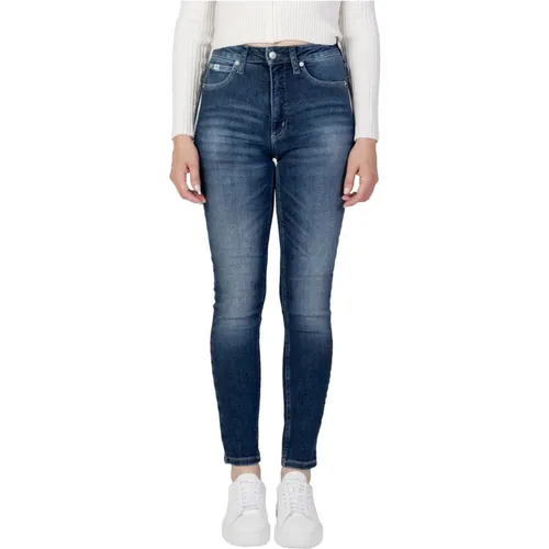 Blaue Reißverschluss Knopf Jeans Damen , Damen, Größe: W25 L30 - Calvin Klein Jeans - Modalova