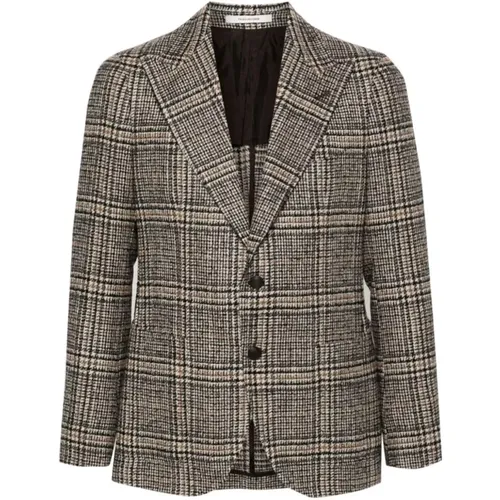 Blazers, male, , Size: XL Alpaca Wool Houndstooth Knitted Jacket - Tagliatore - Modalova