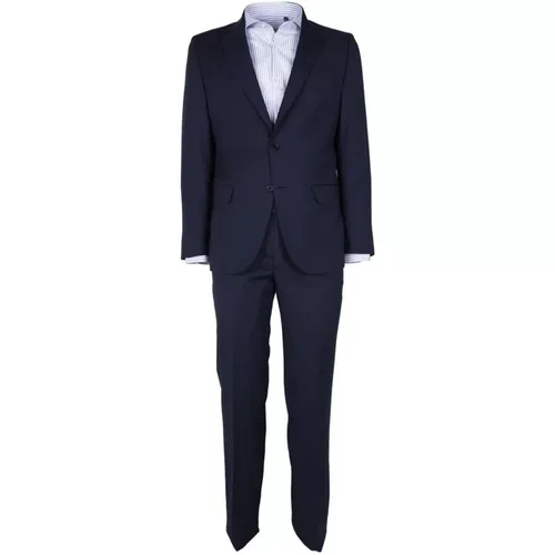 Single Breasted Suits, male, , Size: M Wool Two-Button Suit - Made in Italia - Modalova