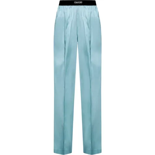 Clear Silk Trousers with Velvet Waistband , female, Sizes: L - Tom Ford - Modalova