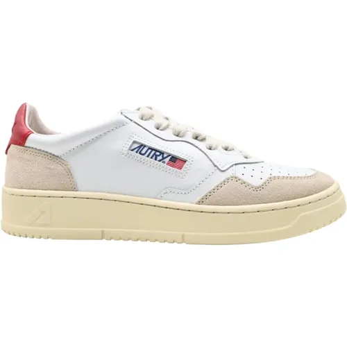 Sneakers Low Leather Suede White Red , female, Sizes: 3 UK - Autry - Modalova