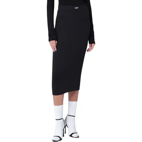 Midi Skirts, female, , Size: M Pencil Skirt - Off White - Modalova