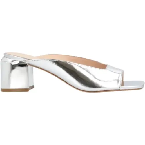 Laminierte Flip Flop Sandalen mit Silbernen Absatz , Damen, Größe: 40 EU - pinko - Modalova