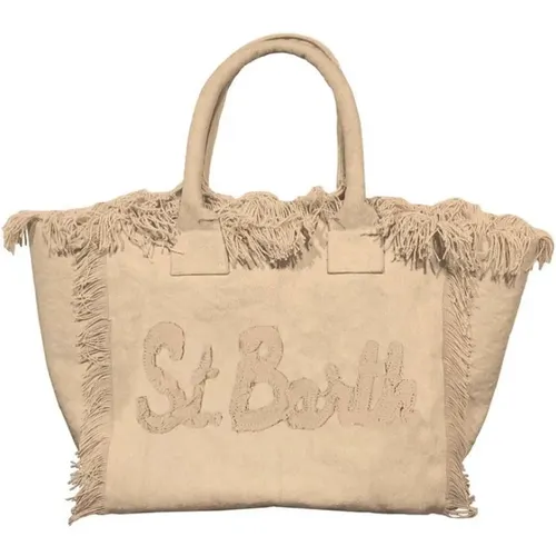 Handbags, female, , Size: ONE SIZE Canvas Fringe Beach Bag Vanity Patch - MC2 Saint Barth - Modalova