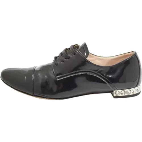 Pre-owned Flats, female, , Size: 8 US Pre-owned Leather sneakers - Miu Miu Pre-owned - Modalova