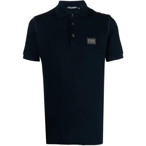 Blaue T-Shirts und Polos , Herren, Größe: L - Dolce & Gabbana - Modalova