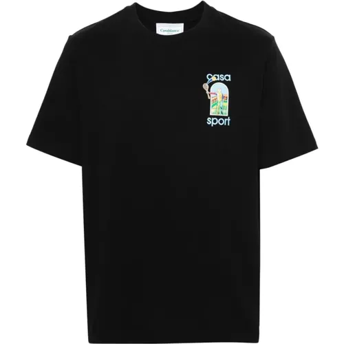 Bio-Baumwoll-T-Shirt mit bedrucktem Logo , Herren, Größe: 2XL - Casablanca - Modalova