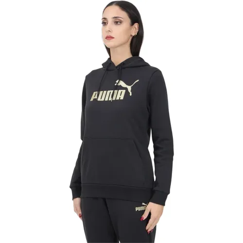 Glitter Logo Hoodie Schwarz Damen Pullover - Puma - Modalova