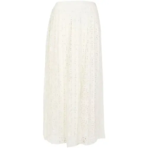 Perforated Maxi Skirt with Floral Laser Cutouts , female, Sizes: M - See by Chloé - Modalova