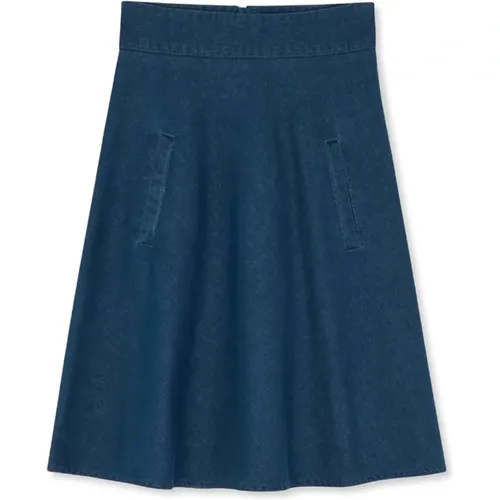 Soft Denim Skirt with A-line Cut , female, Sizes: M - Mads Nørgaard - Modalova