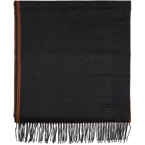 Silk Double-Faced Scarf with Fringes , male, Sizes: ONE SIZE - Ermenegildo Zegna - Modalova