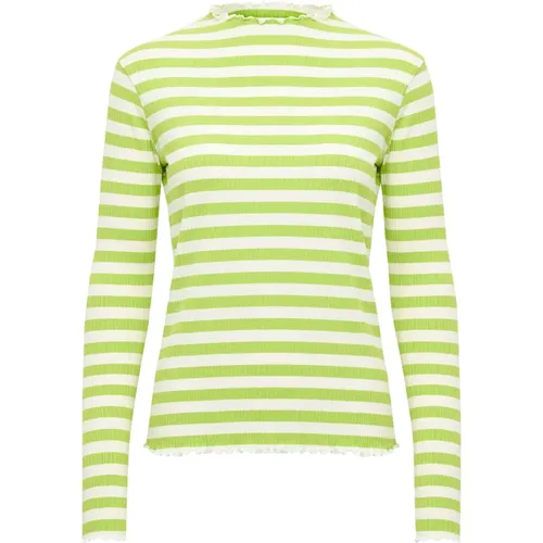 Long Sleeve Tops, female, , Size: L Striped Long Sleeve Top - Bright Lime Green - Karen by Simonsen - Modalova