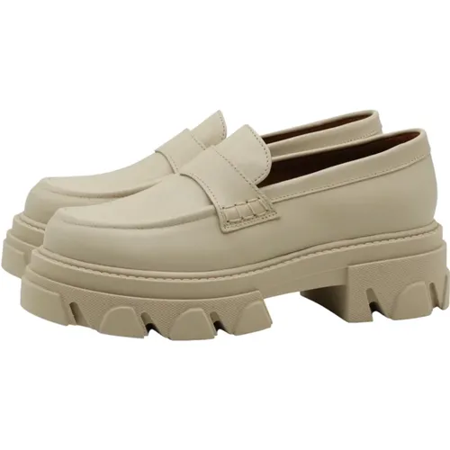 Cream Leather Loafers Trailblazer Style , Damen, Größe: 38 EU - ALOHAS - Modalova