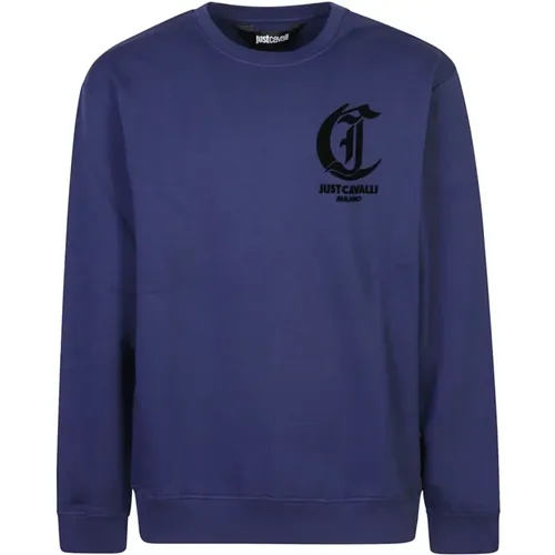 Blaues Sweatshirt Aw24 Herrenmode , Herren, Größe: S - Just Cavalli - Modalova