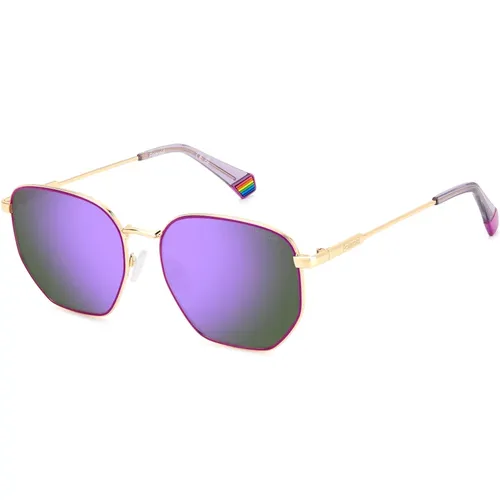 Sunglasses, unisex, , Size: 56 MM Gold Violet Sunglasses PLD 6214/S/X - Polaroid - Modalova