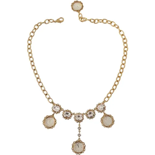 Necklaces, female, , Size: ONE SIZE Golden Watch Statement Necklace - Dolce & Gabbana - Modalova