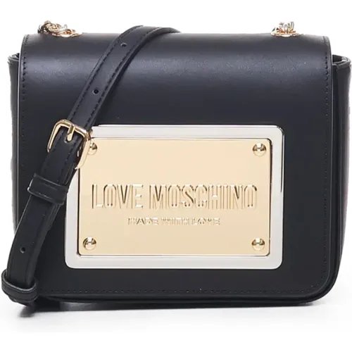 Cross Body Bags, female, , Size: ONE SIZE Shoulder Bag with Logo Plate - Love Moschino - Modalova