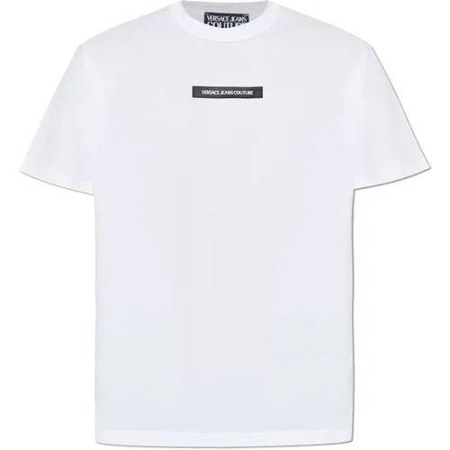 T-Shirts, male, , Size: XL T-shirt with Logo Patch - Versace Jeans Couture - Modalova