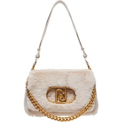 Ivory Shoulder Bag with Gold Details , female, Sizes: ONE SIZE - Liu Jo - Modalova