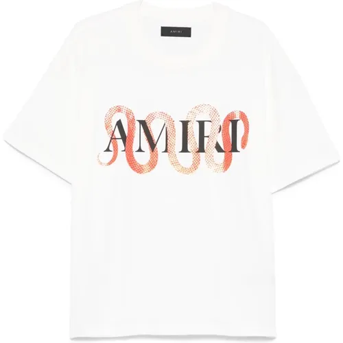 Weißes Crew Neck T-shirt Front Print , Herren, Größe: 3XL - Amiri - Modalova