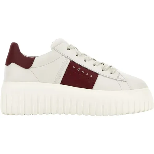 Gestreifte Ledersneakers , Damen, Größe: 37 1/2 EU - Hogan - Modalova