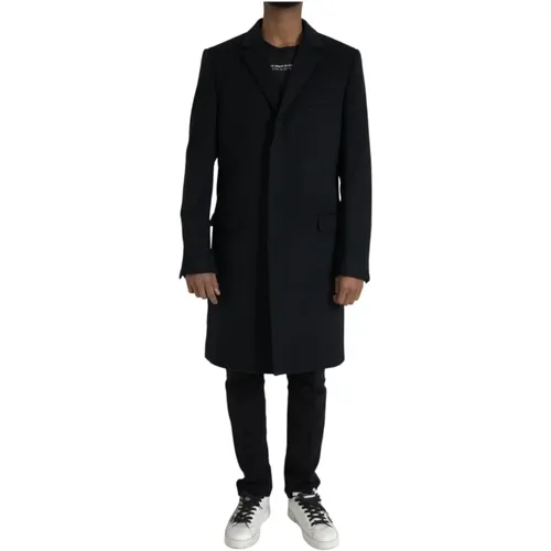 Trench Coats, male, , Size: 2XL Wool Cashmere Trench Coat Jacket - Dolce & Gabbana - Modalova