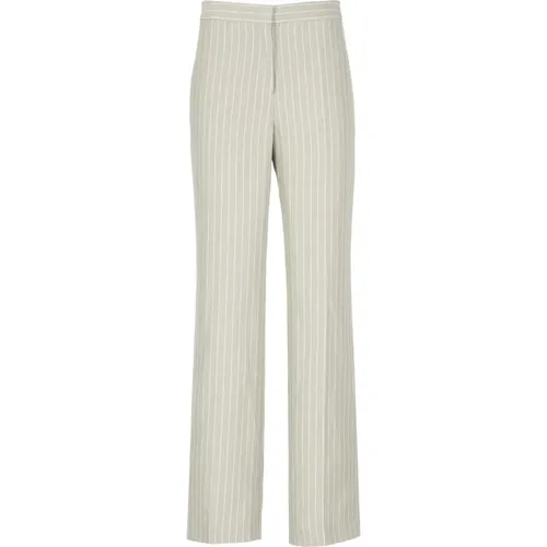 Straight Trousers, female, , Size: XS Grey Linen Viscose Trousers Pinstriped Pattern - Fabiana Filippi - Modalova