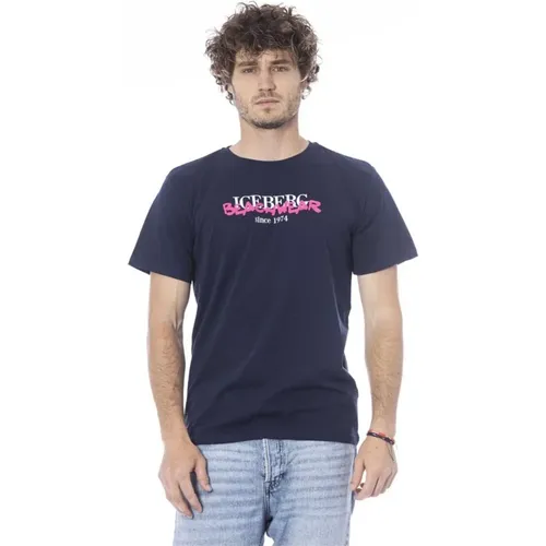 Blauer Logo-Print Crew Neck T-Shirt , Herren, Größe: M - Iceberg - Modalova