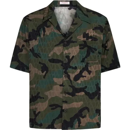 Iconographe Camouflage Silk Shirt , male, Sizes: S - Valentino - Modalova