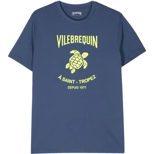 T-Shirts,Blaue Rippstrick Crew Neck T-shirts und Polos - Vilebrequin - Modalova