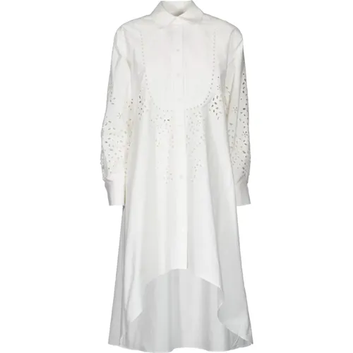Shirt Dresses, female, , Size: XS Embroidered Cotton Shirt Dress - Self Portrait - Modalova