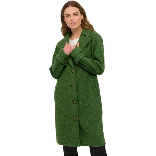 Artischocke Grüner Mantel mit Breitem Kragen , Damen, Größe: XL - Kaffe - Modalova