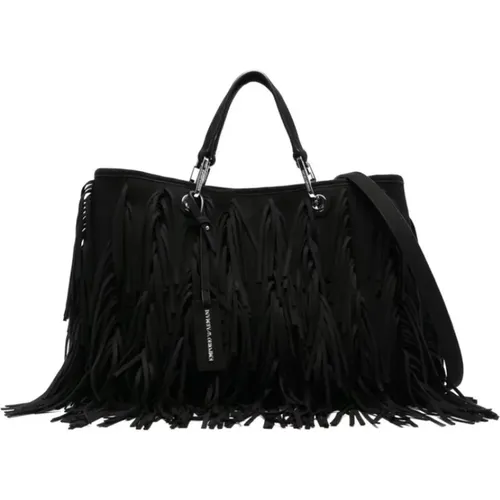 Handbags, female, , Size: ONE SIZE Fringe Detailing Shoulder Bag - Emporio Armani - Modalova