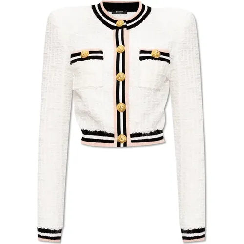 Tweed jacket , female, Sizes: L, M - Balmain - Modalova