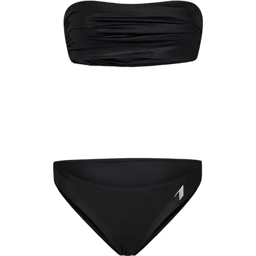 Wet-Effect Lycra Bikini with Draped Bandeau Top , female, Sizes: L, M - The Attico - Modalova
