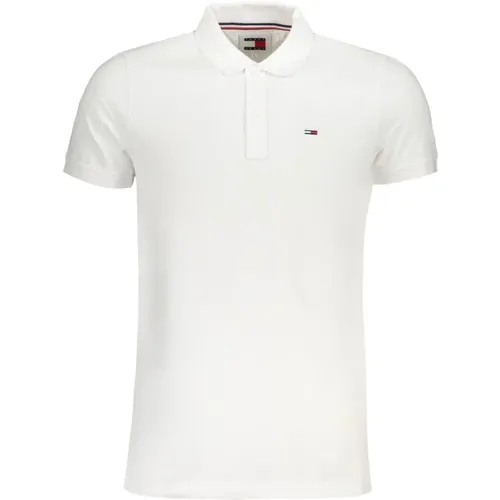 Polo-Shirt Kurzarm Weiß Besticktes Logo , Herren, Größe: M - Tommy Hilfiger - Modalova