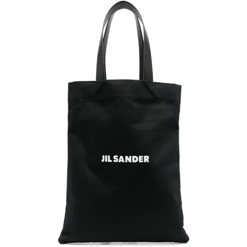 Logo Print Tote Bag, /White , male, Sizes: ONE SIZE - Jil Sander - Modalova