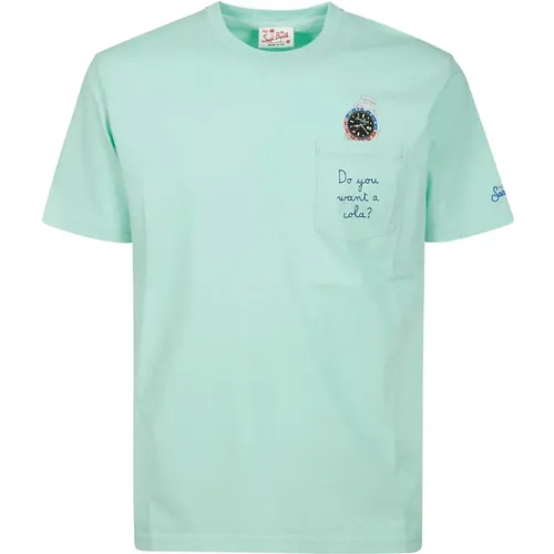 Green Cola Print Cotton T-Shirt , male, Sizes: S, XL - MC2 Saint Barth - Modalova