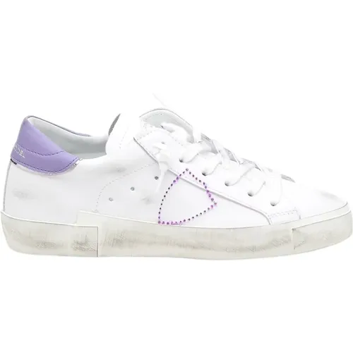 And Purple Leather Sneakers , female, Sizes: 2 UK, 3 UK - Philippe Model - Modalova