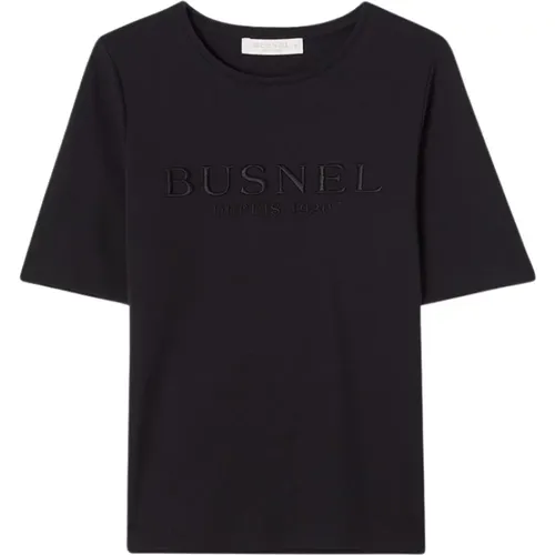 Weiches Baumwoll-Jersey besticktes T-Shirt , Damen, Größe: M - Busnel - Modalova