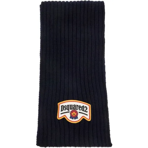 Wool Knit Ribbed Scarf , male, Sizes: ONE SIZE - Dsquared2 - Modalova