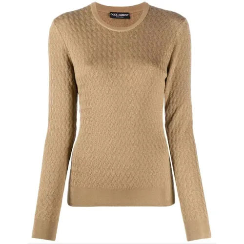 Wool Sweater, Sand Color , female, Sizes: M, S - Dolce & Gabbana - Modalova