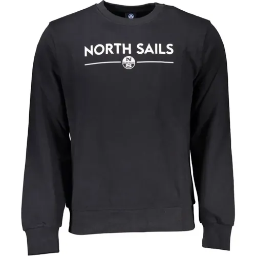 Schwarzer Baumwollpullover mit Logo-Druck , Herren, Größe: 2XL - North Sails - Modalova