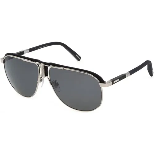 Sunglasses, male, , Size: ONE SIZE Silver Metal Sunglasses with Grey Glass - Chopard - Modalova