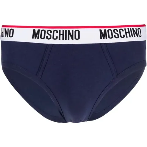 Bottoms, male, , Size: XS Navy Cotton Jersey Underwear - Moschino - Modalova