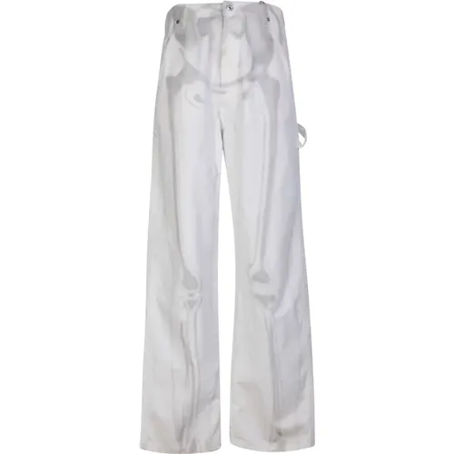 Off , Wide Trousers, male, , Size: W31 Graphic Print Carpenter Body Scan - Off White - Modalova